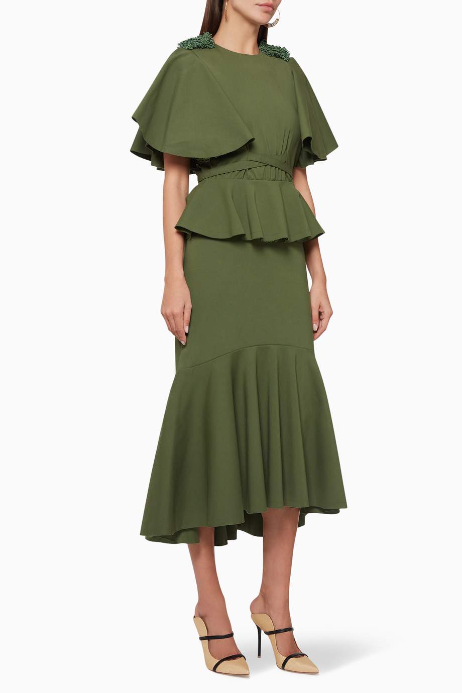 Shop Johanna Ortiz Green Peplum Dress For Women Ounass Kuwait Designing from lockdown at home in cali, colombia, johanna ortiz looks local for resort '21—not just for inspiration, but craftsmanship, too. shop johanna ortiz green peplum dress for women ounass kuwait