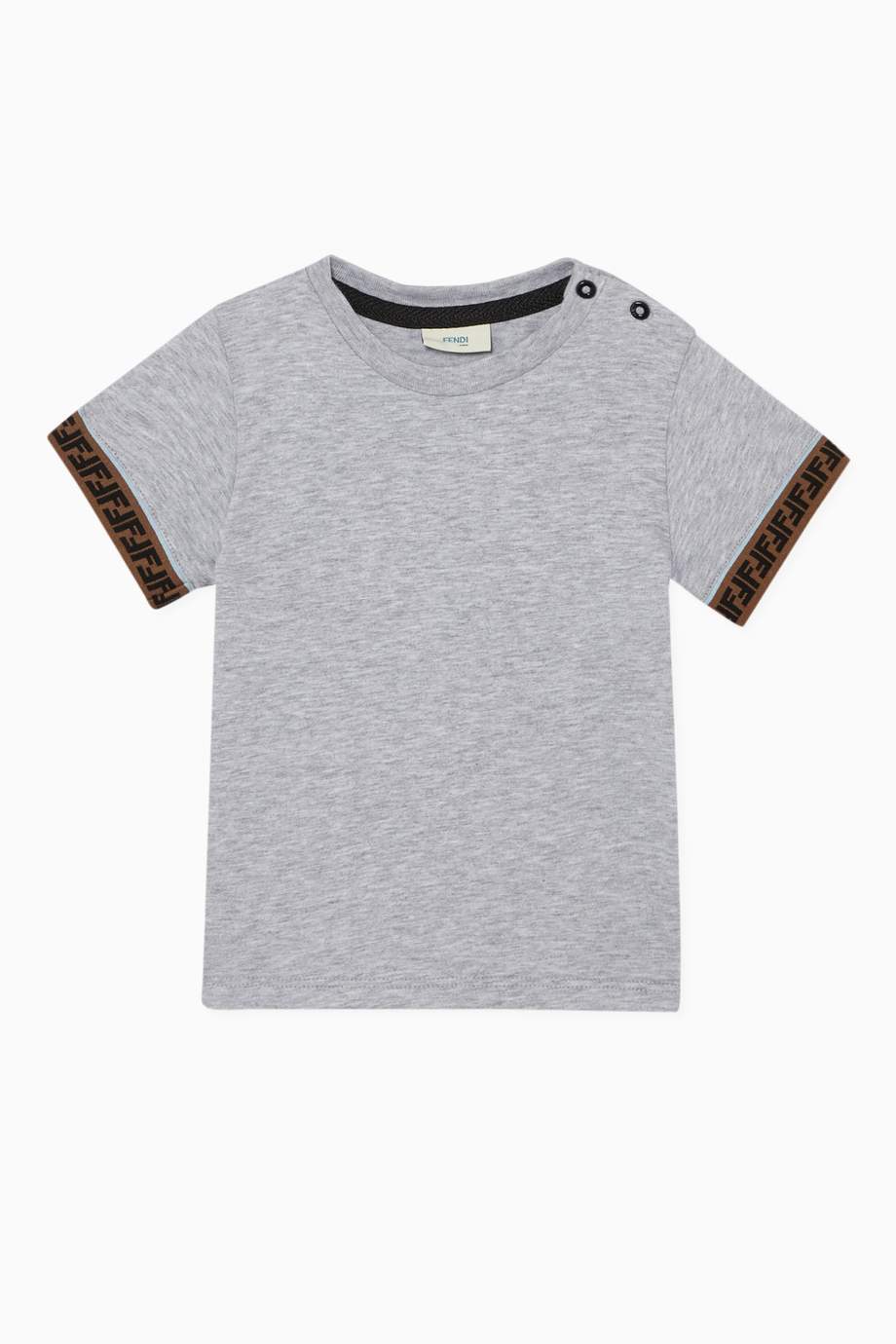 تسوق تي شيرت جيرسيه بشريط بشعار Ff Fendi رمادي للأطفال ا ناس السعودية