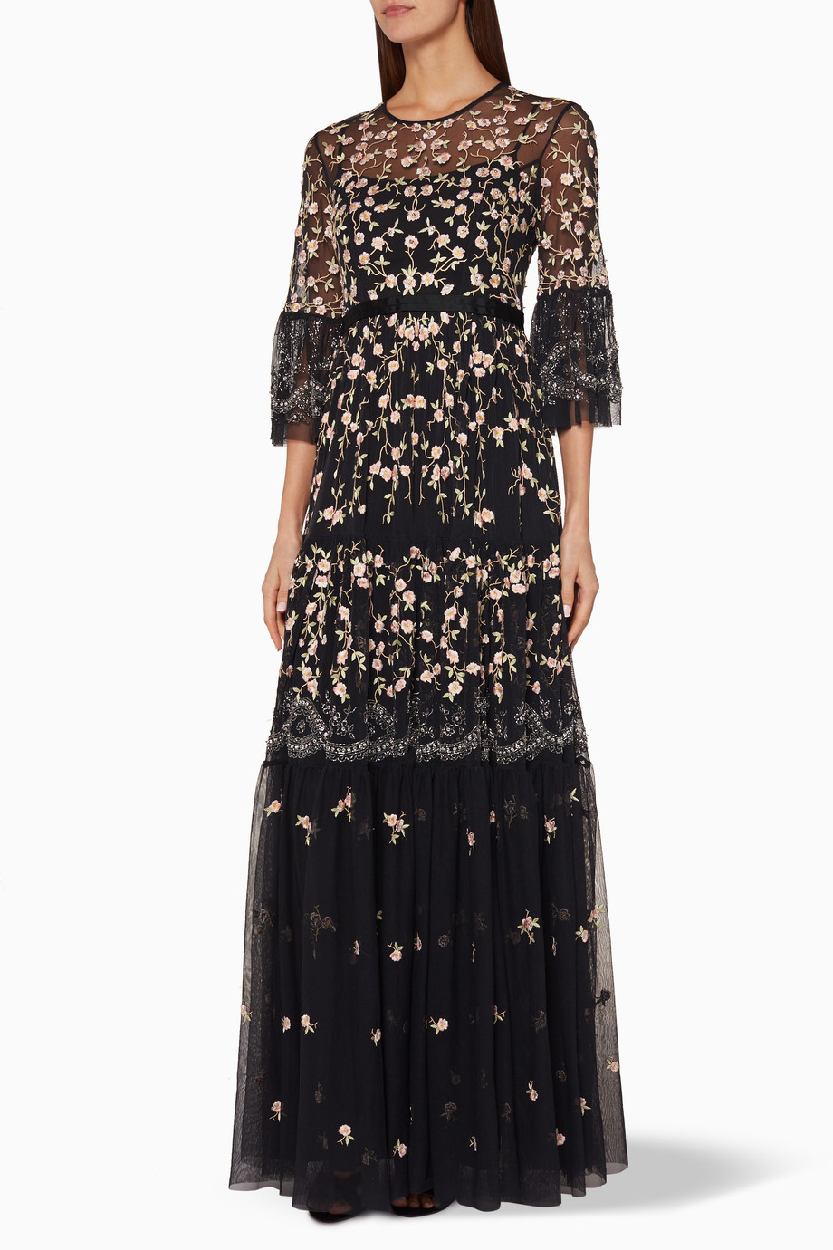 Shop Needle Thread Black Black Climbing Blossom Gown For Women Ounass Oman