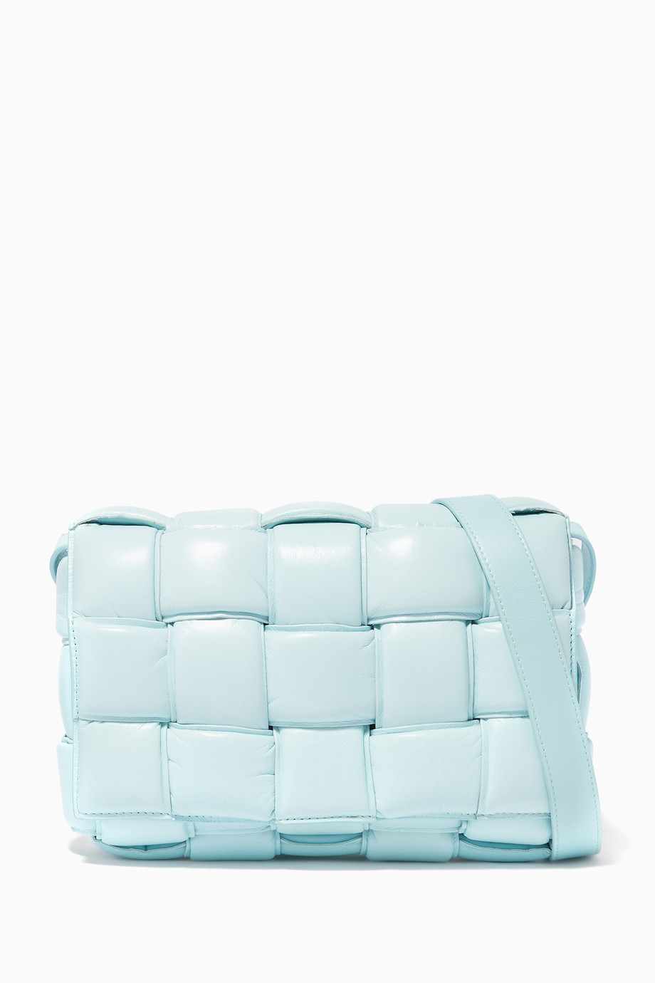 Shop Bottega Veneta Blue Padded Leather Cassette Bag For Women