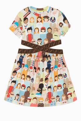 تسوق فستان بفتحات على الخصر بطبعة أصدقاء fendi ملون للأطفال ا ناس الامارات