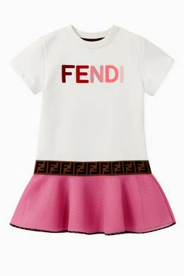 Shop Fendi Pink Logo Ff Band Cotton T Shirt Dress For Kids Ounass Kuwait