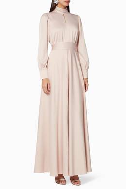 تسوق فستان تشاريز كريب ستان طويل Ted Baker وردي للنساء ا ناس السعودية