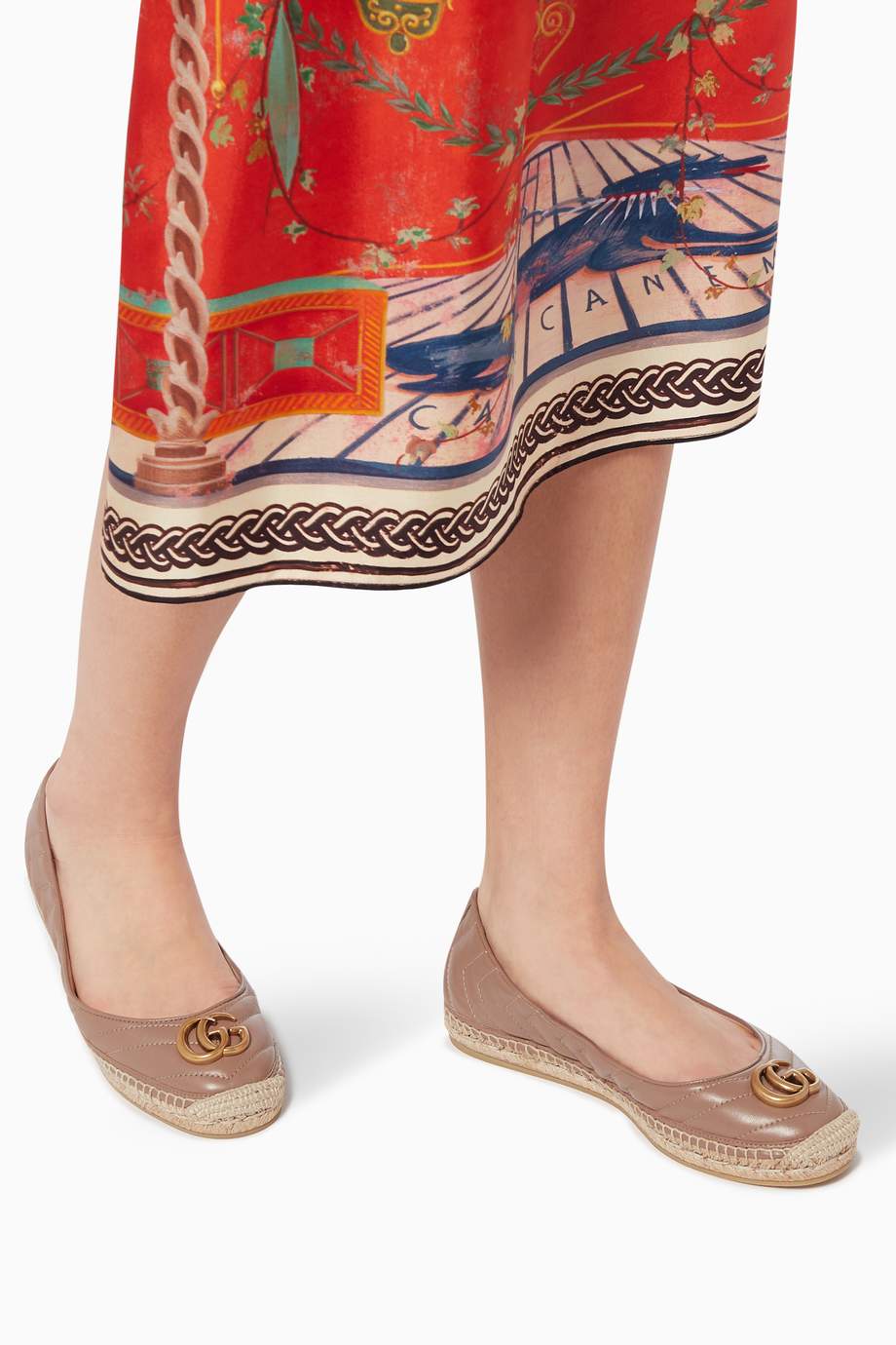 Shop Gucci Neutral GG Marmont Espadrilles in Matelassé