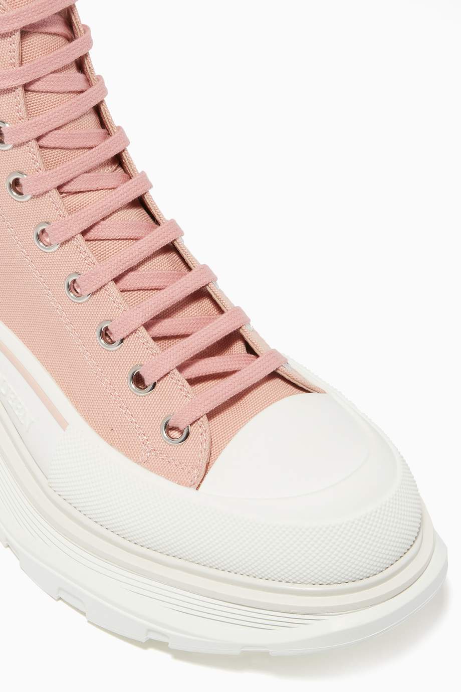 Shop Alexander McQueen Pink Tread Slick Canvas Boots for