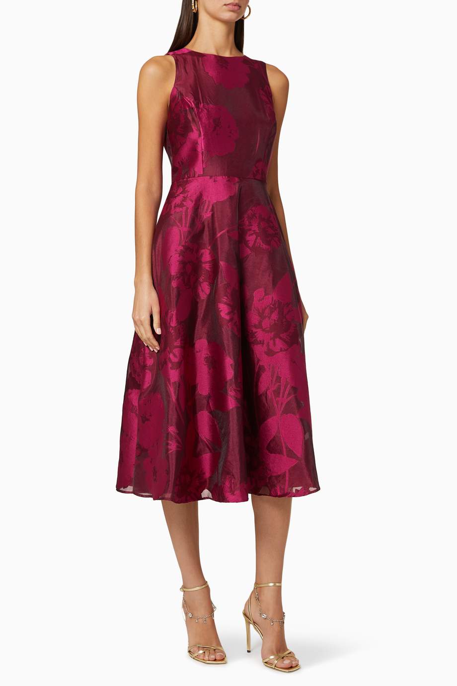 تسوق فستان وايلي متوسط الطول بنقشة زهور ted baker وردي للنساء ا ناس السعودية
