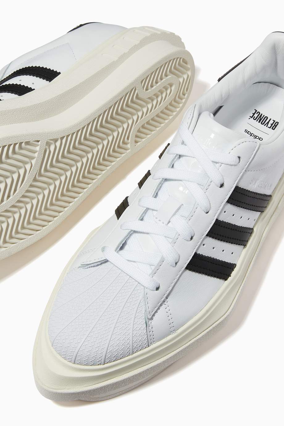 Shop Adidas x Beyonce White Superstar Platform Shoes for