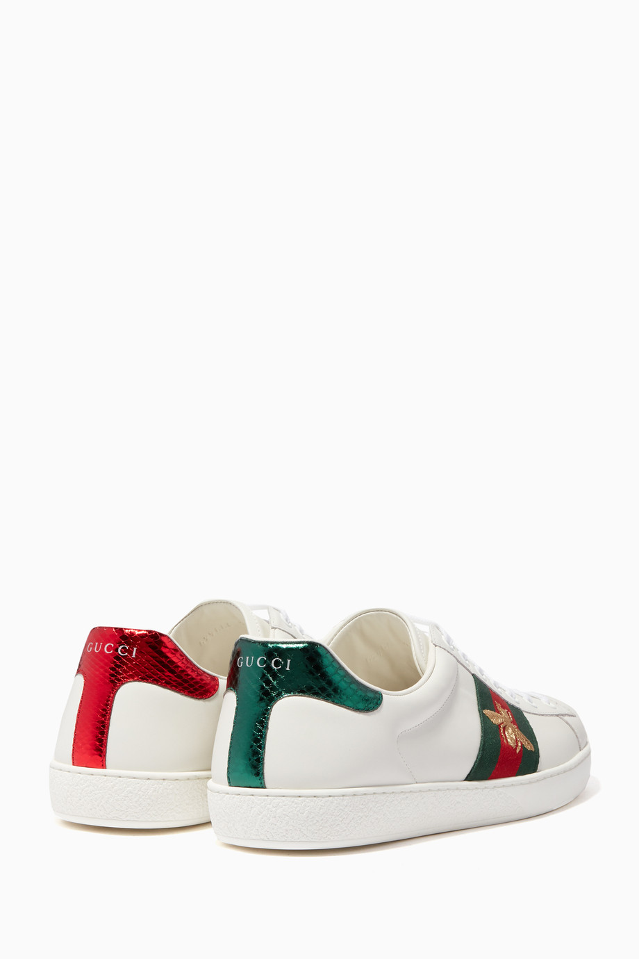 Shop Gucci White White Ace Embroidered Sneakers for Men
