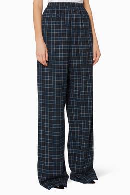 Shop Balenciaga Multicolour Blue Black Flannel Check Pants For Women Ounass Uae