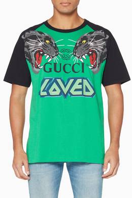 Shop Gucci Black & Green Logo T-Shirt Men | Ounass UAE