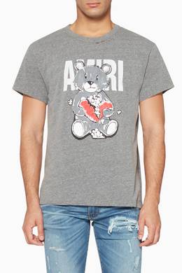 Shop Amiri Grey Grey Teddy Print Short Sleeved T Shirt For Men Ounass Uae