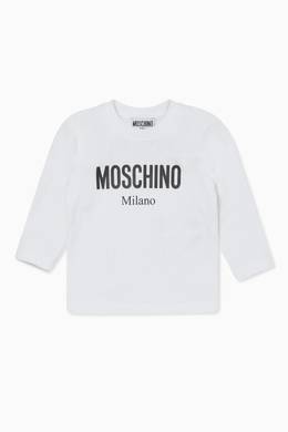 Shop Moschino White Long-Sleeve Logo T-Shirt for Kids | Ounass UAE