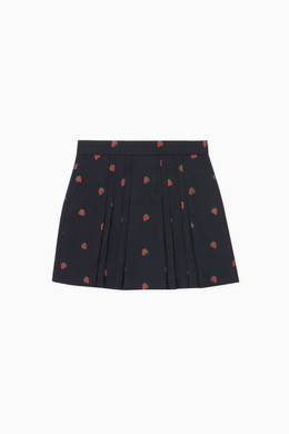 Shop Gucci Blue Strawberry-Print Flannel Skirt for Kids | Ounass Oman