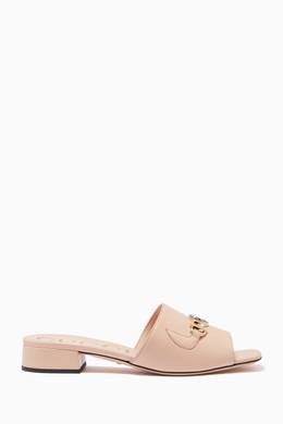 Shop Gucci Neutral Zumi 25 Slide Sandals In Leather For Women Ounass Oman
