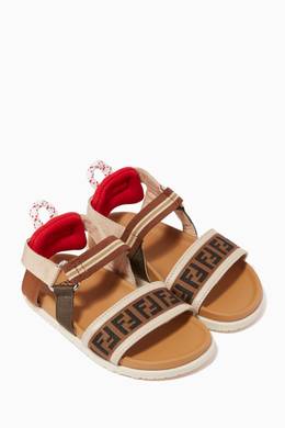 Shop Fendi Brown FF Logo Sandals for Kids | Ounass UAE