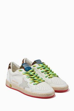 Shop Golden Goose Deluxe Brand White Ball Star Sneakers Star & Heel in Leather for Kids | Ounass Oman