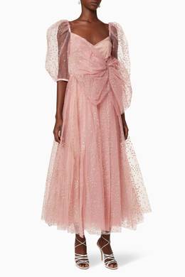 Shop RED Valentino Pink Glitter Tulle Dress for Women | Ounass