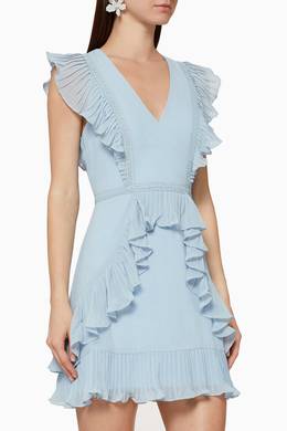 Shop Bcbgmaxazria Green Flounced Ruffle Mini Dress For Women Ounass Uae