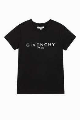 Shop Givenchy Black Cracked Iridescent Logo Cotton T Shirt For Kids Ounass Oman