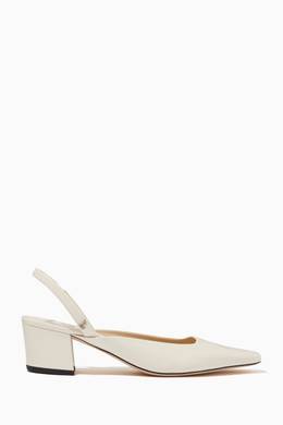 Shop Jimmy Choo Neutral Gini 45 Slingback Pumps In Liquid Leather For Women Ounass Saudi
