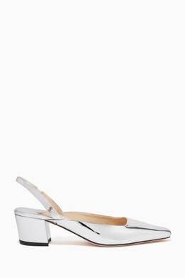 Shop Jimmy Choo Silver Gini 45 Pumps In Metallic Leather For Women Ounass Oman