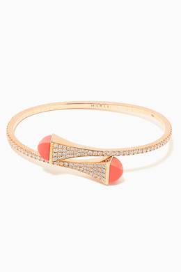 Shop Marli Rose Gold Cleo Diamond Slip-on Bracelet with Pink Coral ...