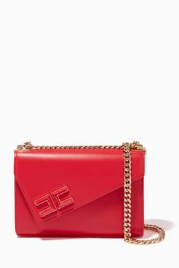 Shop Elisabetta Franchi Red Asymmetric Logo Shoulder Bag For Women Ounass Uae