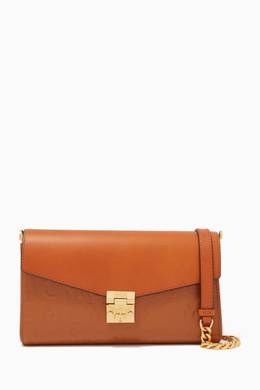 Shop Mcm Brown Medium Millie Crossbody In Mcm Monogram Leather For Women Ounass Oman