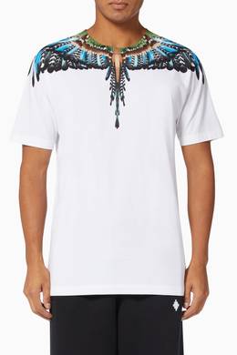Shop Marcelo Burlon White Grizzly Wings T-shirt in Cotton Jersey for Men | Ounass