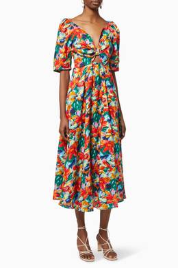 Shop Elliatt Multicolour Lexi Midi Dress In Linen For Women Ounass Oman