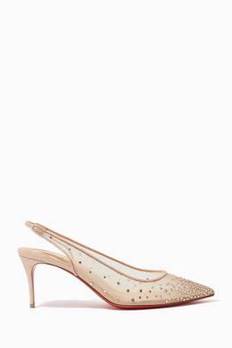 Shop Louboutin Pink Strass Sling Pumps in Mesh Suede Lamé for Women | Ounass UAE