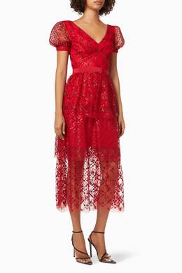 Red sequin midi dress clearance
