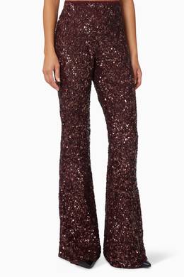 Shop Michael Kors Collection Brown Flared Pants In Sequin Stretch Viscose For Women Ounass Uae