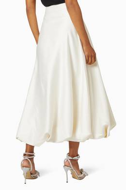 Shop Qui Prive White Balloon Midi Skirt In Satin For Women Ounass Oman