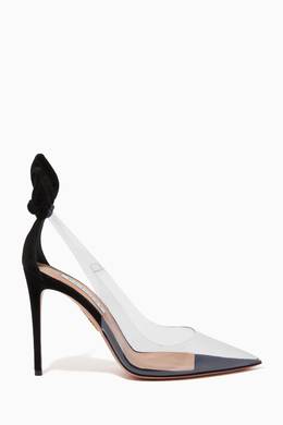Shop Aquazzura Black Bow Tie Pumps 105 In Suede Pvc For Women Ounass Uae