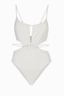 Shop Jonathan Simkhai White Genesis Strappy One Piece Swimsuit In Nylon Spandex For Women Ounass Oman