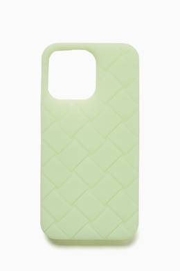 Shop Bottega Veneta White iPhone 13 Pro Case in Intrecciato Rubber 