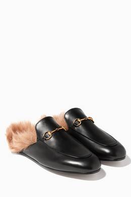Shop Gucci Multicolour Black Leather Lamb Lined Princetown Loafers For Women Ounass Kuwait