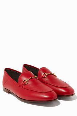 Shop Gucci Red Red Brixton Leather Loafers For Women Ounass Uae