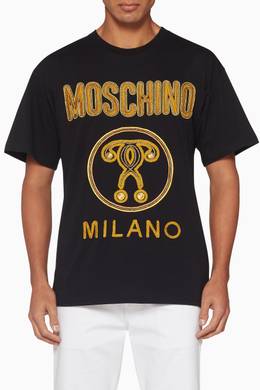 Shop Moschino Black Embroidered Logo T Shirt For Men Ounass Uae