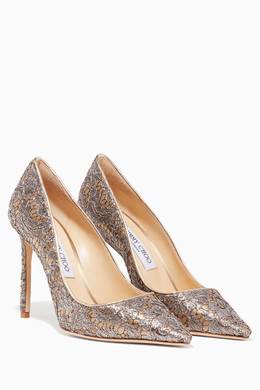 تسوق حذاء كعب عالي رومي دانتيل فضي وعنابي Jimmy Choo فضي للنساء ا ناس الكويت