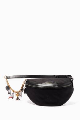 Shop Balenciaga Black Black Canvas Souvenir Belt Bag For Women