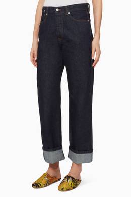 Shop Dries Van Noten Blue Dark Blue Folded Cuff Jeans For Women Ounass Bahrain