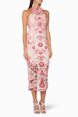 Shop Thurley Pink Pastel Pink Peony Midi Dress For Women Ounass Oman