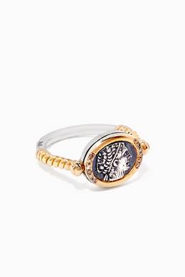 Shop Azza Fahmy Silver Gold Silver Coiled Coin Ring For Women