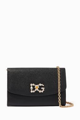 Shop Dolce Gabbana Black Crystal Embellished Logo Dauphine Chain