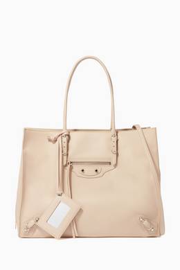 Shop Balenciaga Neutral Beige Papier B4 Zip Around Tote Bag For Women Ounass