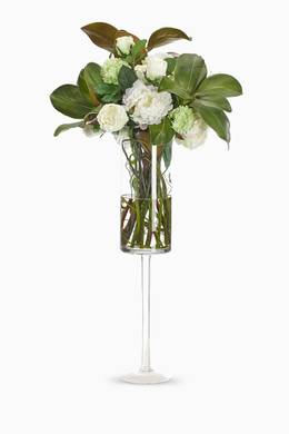 Shop Ndi Multicolour Peony Rose Snowball Flowers In Glass Stem
