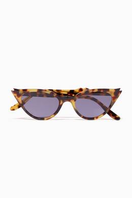 Shop Illesteva Brown Tortoiseshell Isabella Cat Eye Sunglasses For