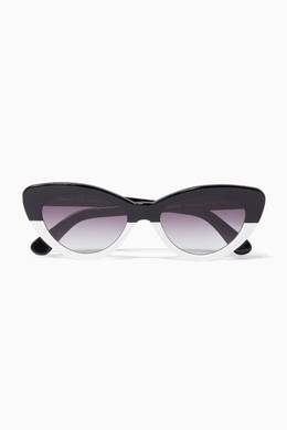 Shop Illesteva Black Black White Pamela Cat Eye Sunglasses For